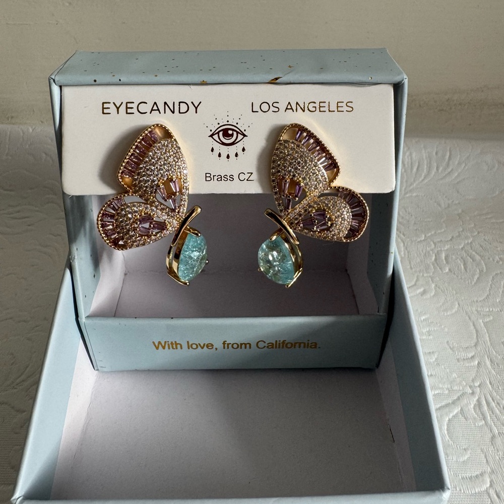 Eye candy Monarch Butterfly 18K Gold Plated Dangle Earrings